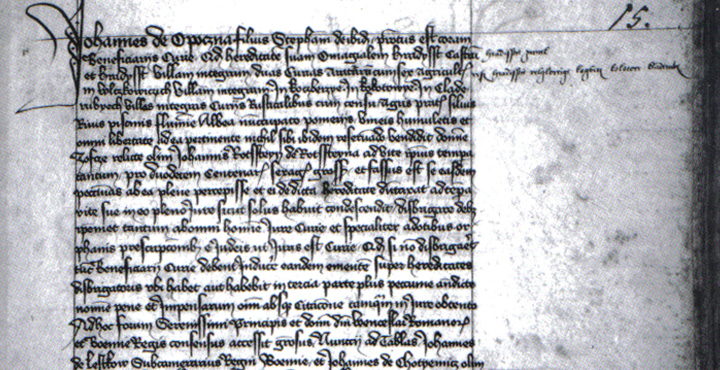 Zápis o kupní smlouvě z roku 1415